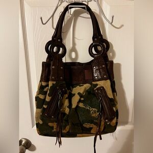 Vintage Juicy Couture Camouflage Shoulder Bag with Brown Accents